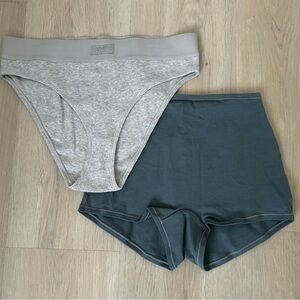 SKIMS Cotton Rib Mid Rise Brief and Cotton Jersey Boyshort Underwear size Small
